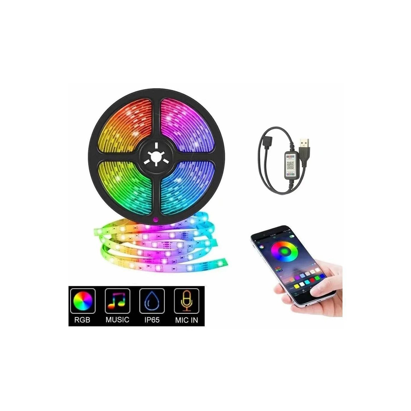 Tira Led 5050 Rgb Bluetooth Usb App 5 Me