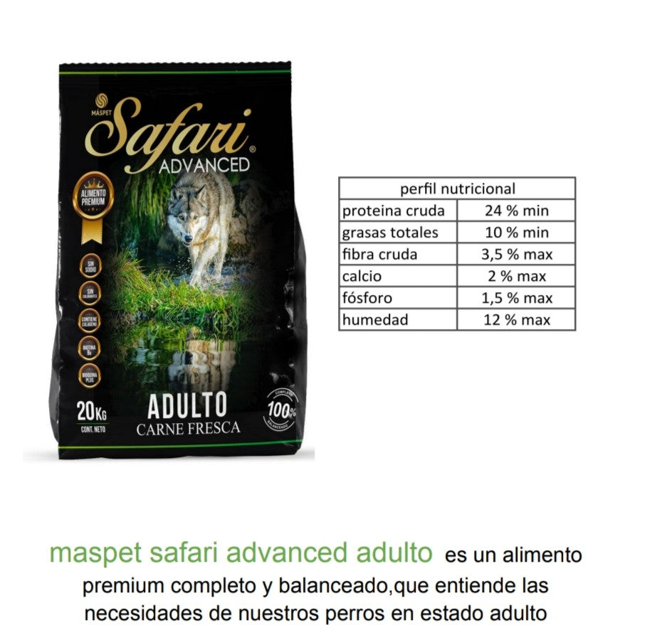 Alimento Safari Advance adulto 20Kg